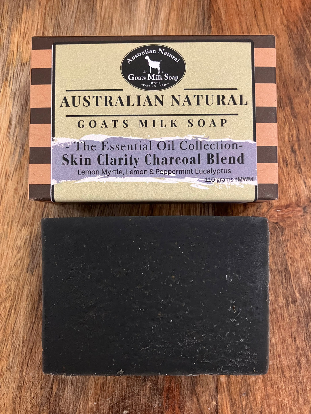 GOATS MILK SOAP - CHARCOAL WITH LEMON MYRTLE & AUSTRALIAN GUMS