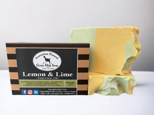 GOATS MILK SOAP - LEMON &amp; LIME - ESSENTIAL OIL - OILY SKIN BAR - Unboxed and Boxed