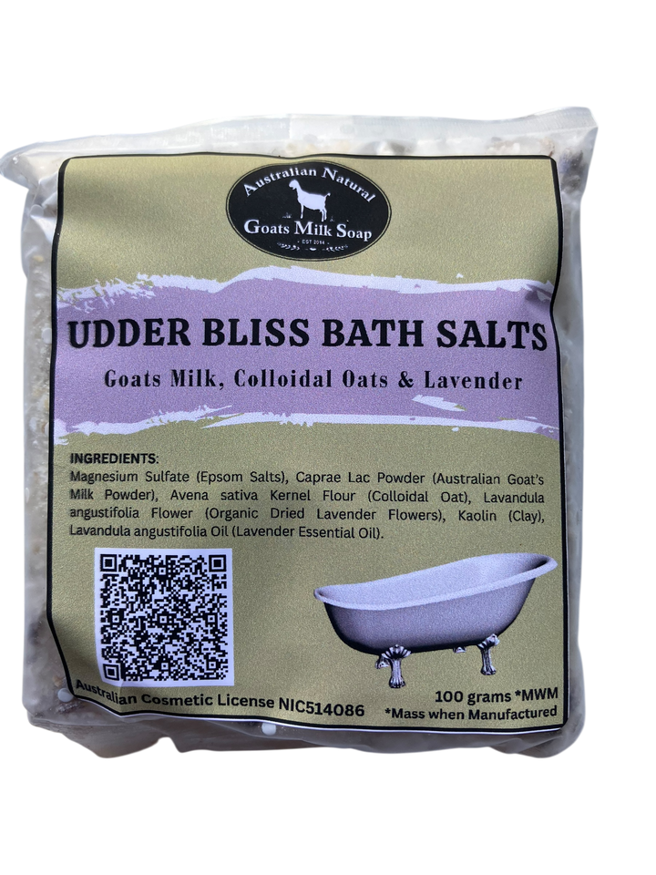 Goats Milk Bath Salts with Colloidal Oats - 100 gram Easy Tear Sachet