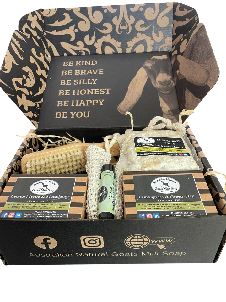 Premium Uplifting (Citrus Aroma's) Gift Pack - AUSTRALIAN NATURAL GOATS MILK SOAP - BEST GOATS MILK SOAP - AUSTRALIA WIDE - Bath Salts Gift Box Contents