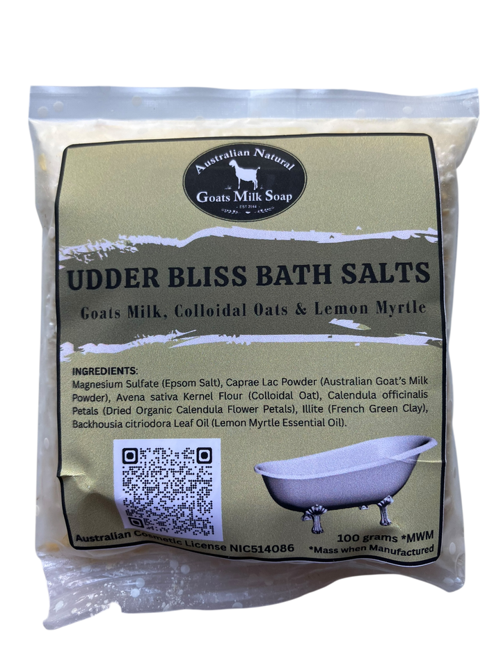 Goats Milk Bath Salts with Colloidal Oats - 100 gram Easy Tear Sachet