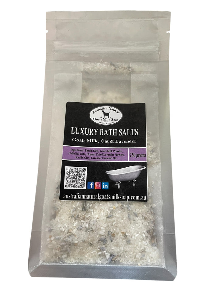 Goats Milk Bath Salts with Colloidal Oats - 250 gram Resealable Standup Bag