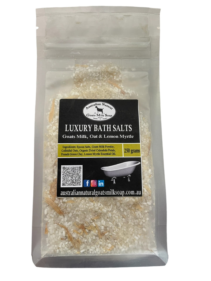 Goats Milk Bath Salts with Colloidal Oats - 250 gram Resealable Standup Bag