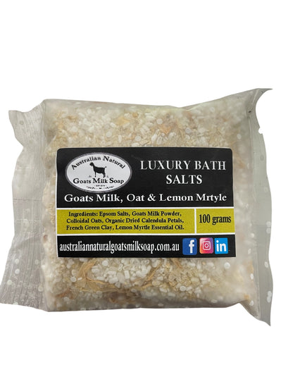 Luxury Bath Salts, Goats Milk Bath Salts, Lemon Myrtle Bath Salts, sachet bath salts