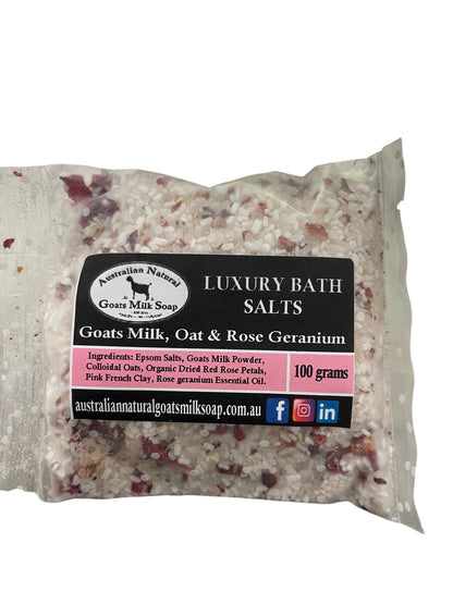 Luxury Bath Salts, Goats Milk Bath Salts, Rose Bath Salts, sachet bath salts