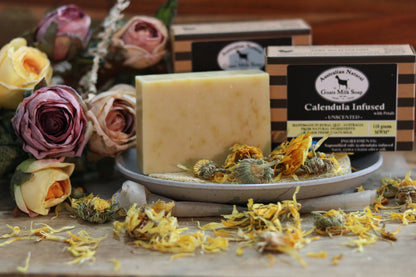 Calendula Infused with Petals - Unscented - Australian Natural Goats Milk Soap 