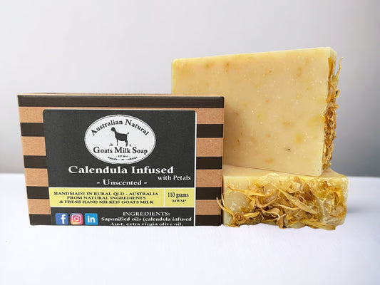 Calendula Infused with Petals - Unscented - Australian Natural Goats Milk Soap - Unboxed