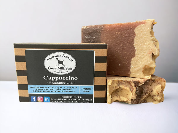 BEST GOATS MILK SOAP - CAPPUCCINO - FRAGRANCED BODY BAR/SCRUB - Displayed unboxed and boxed