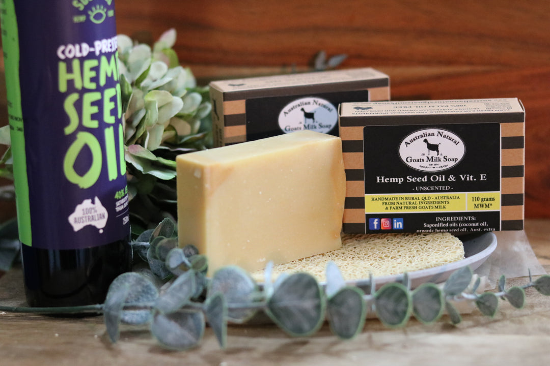 Hemp Seed Oil & Vit E - Unscented - Australian Natural Goats Milk Soap 