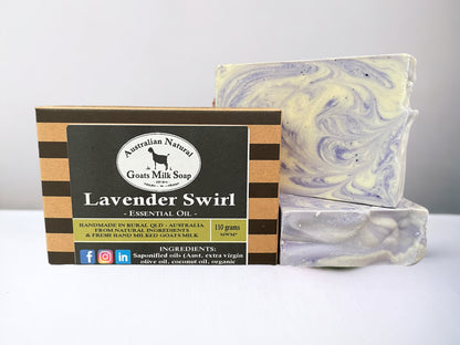 GOATS MILK SOAP - LAVENDER SWIRL - ESSENTIAL OIL BODY BAR