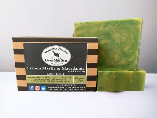 Lemon Myrtle and Macadamia with Green Clay - Essential Oil - Australian Natural Goats Milk Soap - Unboxed