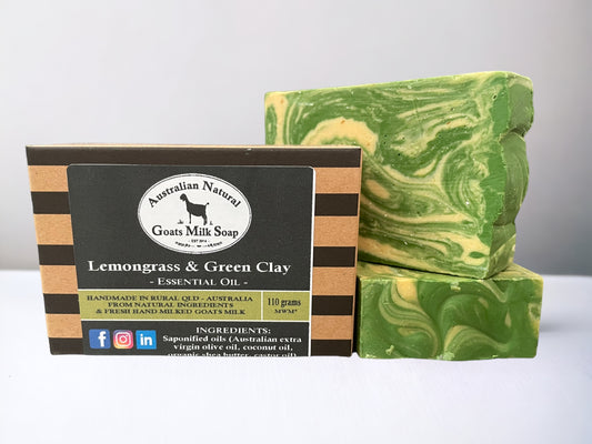 Lemon Grass and Green Clay Goats Milk Soap - unboxed