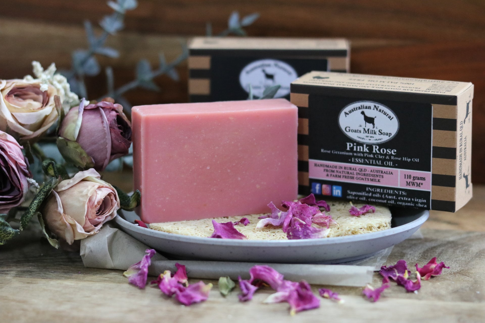 Pink Rose - Essential Oil - Australian Natural Goats Milk Soap 