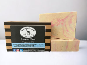 GOATS MILK SOAP - SWEET PEA - FRAGRANCED BODY BAR - Unboxed and boxed display