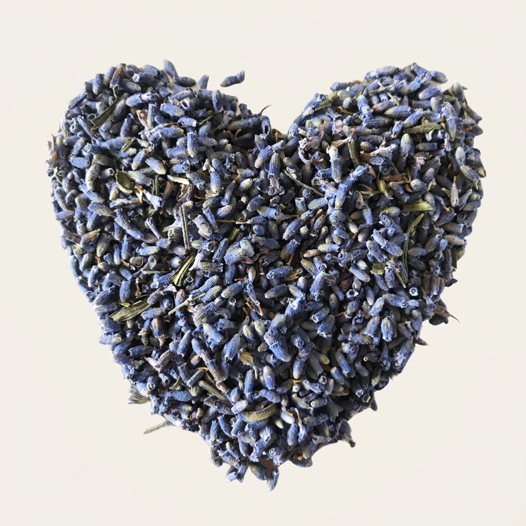 Lavender heart with soft ivory background
