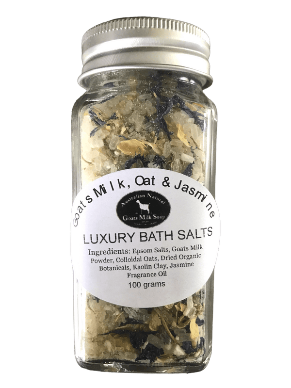 Goats Milk Bath Salts with Colloidal Oats - Jasmine Bottle